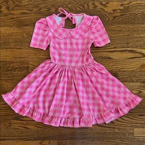 Pink Gingham Ruffle Hem Dress